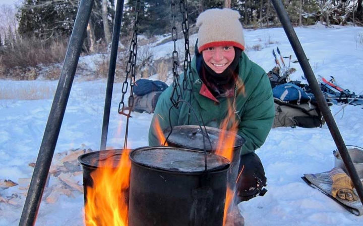 winter camping trip in minnesota